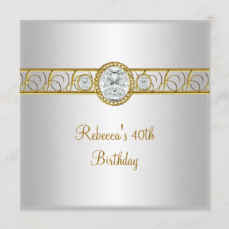 Invitation Bijou élégant en or blanc et diamant pour 40e anni