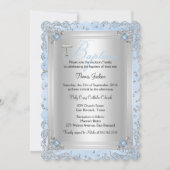 Invitation Bijou Étincelle Bleue Baptême 2 (Devant)