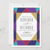 Invitation Bijou géométrique Abstrait mariage multicolore (Devant)