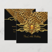 Invitation Bijou Léopard Guépard Noir Or 40 Ans (Devant / Derrière)