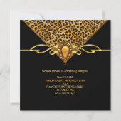 Invitation Bijou Léopard Guépard Noir Or 40 Ans (Dos)
