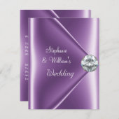 Invitation Bijou mariage mauve diamant (Devant / Derrière)