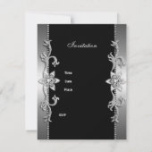Invitation Bijou Noir Élégant Argent 40ème (Dos)