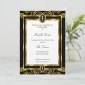 Invitation Bijou noir or baroque bijou blanc fête d'anniversa (Debout devant)