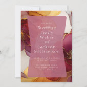 Invitation Bijou orange Bourgogne Tone Mariage d'encre d'alco (Devant)