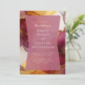 Invitation Bijou orange Bourgogne Tone Mariage d'encre d'alco (Debout devant)