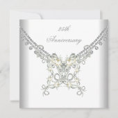 Invitation Bijou perle argentée 25e anniversaire (Devant)