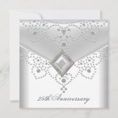 Invitation Bijou perle recouvert d'argent blanc pour 25e anni (Devant)