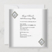 Invitation Bijou Perle Superposé Argent Blanc 25e Anniversair (Dos)