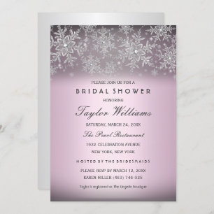Invitation Bijou rose Argent Fête des mariées Flocon de neige