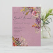 Invitation Bijou rustique Boho Tone Plum Florals Bridal Brunc (Debout devant)