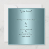 Invitation Bijou Turquoise bleu floral blanc 40e anniversaire (Dos)