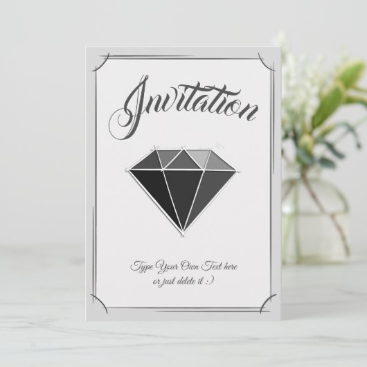 Invitation Bijouterie de gemme de diamant noir. (Debout devant)