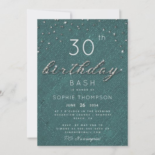 Invitation Bijoux Chic Emerald Sparkle Parties scintillant fê (Devant)