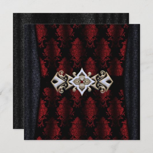 Invitation Bijoux Clip Damask Vampire Goth Mariage (Devant / Derrière)