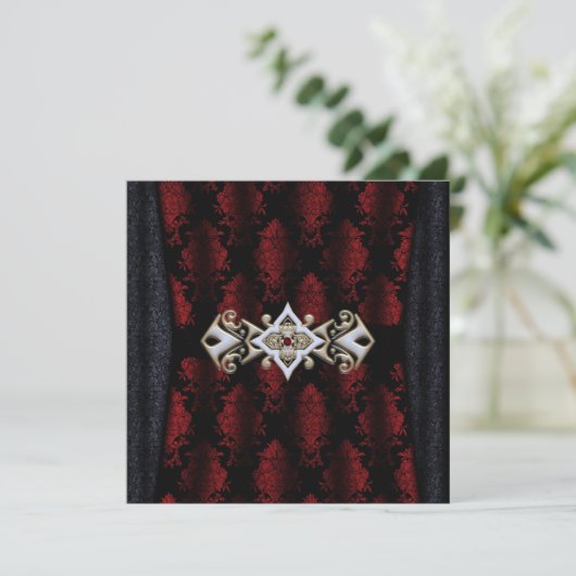 Invitation Bijoux Clip Damask Vampire Goth Mariage (Debout devant)