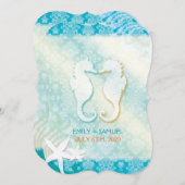 Invitation Bijoux Damask SeaHorse Starfish Plage Mariage (Devant / Derrière)