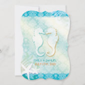 Invitation Bijoux Damask SeaHorse Starfish Plage Mariage (Devant)