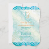 Invitation Bijoux Damask SeaHorse Starfish Plage Mariage (Dos)