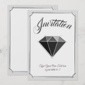 Invitation Bijoux en gemme de diamant noir. (Devant / Derrière)