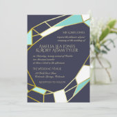 Invitation Bijoux en or | Mariage Navy & Turquoise (Debout devant)