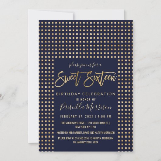 Invitation Bijoux en Parties scintillant d'or Marine Blue Swe (Devant)