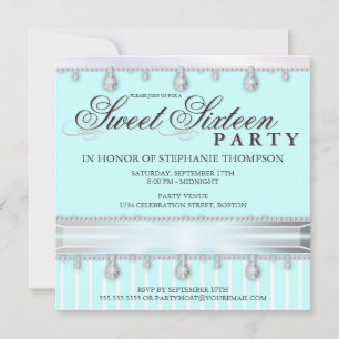 Invitation Bijoux étincelle sucré 16 Anniversaire