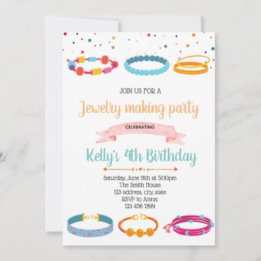 Invitation Bijoux faisant l'invitation de partie (Devant)