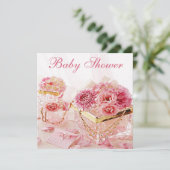 Invitation Bijoux fascinants, fleurs roses et baby shower de (Debout devant)
