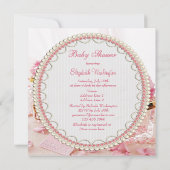 Invitation Bijoux fascinants, fleurs roses et baby shower de (Dos)