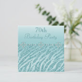 Invitation Bijoux imprimés Turquoises et Parties scintillant (Debout devant)
