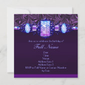 Invitation Bijoux Lavande violet fête d'anniversaire (Dos)