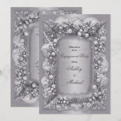 Invitation bijoux métalliques paillettes argentées perles sci (Devant / Derrière)