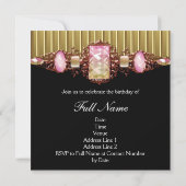Invitation Bijoux Rose Black Gold fête d'anniversaire (Dos)