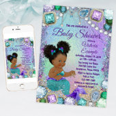 Invitation Bijoux Sirène Afro Baby shower de cheveux