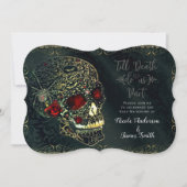 Invitation Bijoux Spider Crâne et Roses Glam Mariage gothique (Devant)
