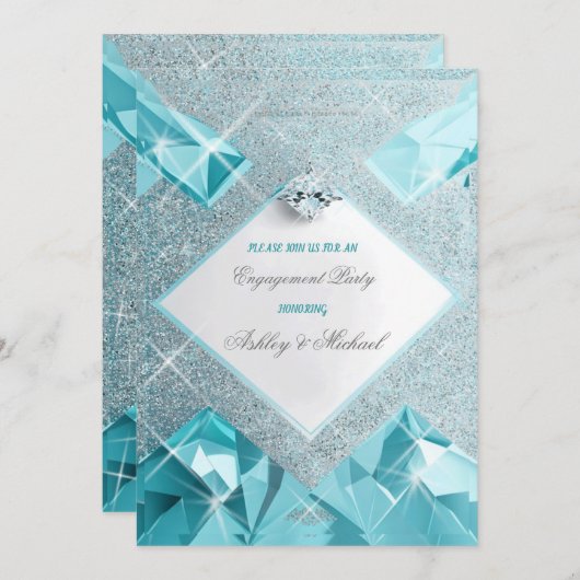 Invitation Bijoux tendance turquoise scintillent de sophistic (Devant / Derrière)