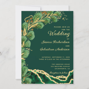 Invitation Bijoux ton Eucalyptus Emerald Green Agate Mariage