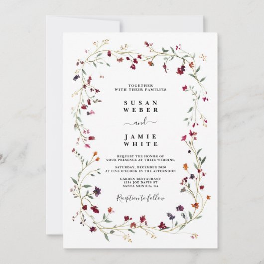 Invitation Bijoux Toned Wreath Mariage (Devant)