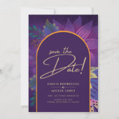 Invitation Bijoux Tones Plum Purple Berry Mariage or (Devant)