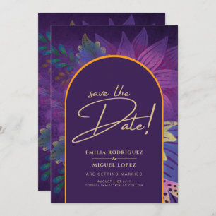 Invitation Bijoux Tones Plum Purple Berry Mariage or