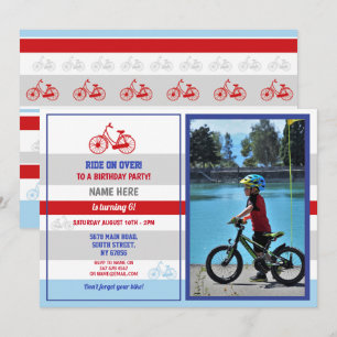 Invitation Bike Anniversaire Vélo Ride Party Red Boys Photo
