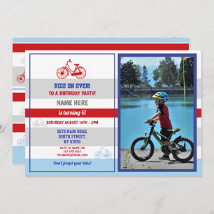 Invitation Bike Birthday Bicycle Ride Party Red Boys Photo