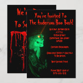 Invitation Biker Billy Black et Red Halloween Party (Devant / Derrière)