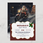 Invitation Biker de Noël du Père Noël (Devant / Derrière)