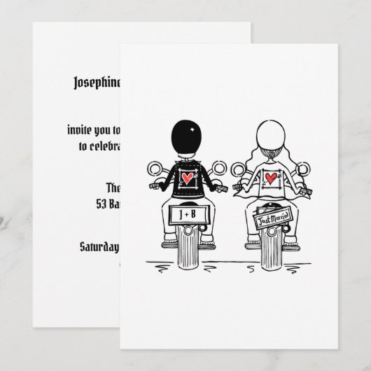 Invitation Biker Motorcycle Wedding Evening Reception (Devant / Derrière)