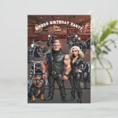 Invitation Bikers Bar Birthday Party Couple Bulldog Bikes (Debout devant)