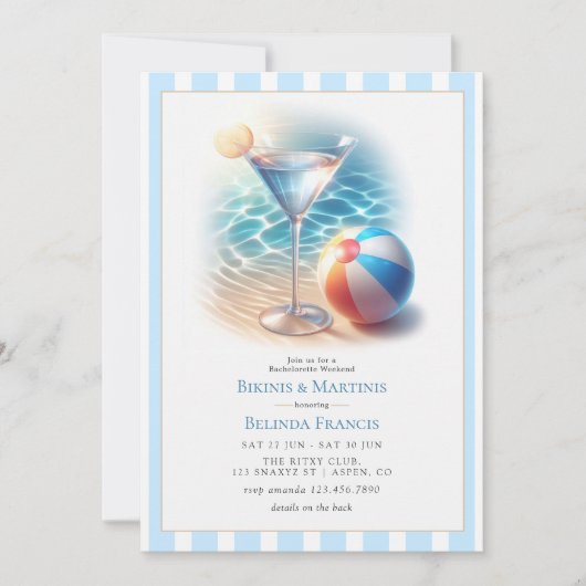 Invitation Bikinis and Martinis Bachelorette Weekend (Devant)