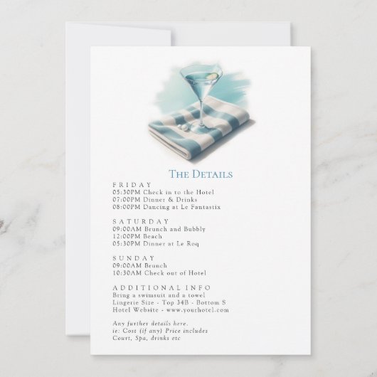 Invitation Bikinis and Martinis Bachelorette Weekend (Dos)