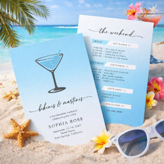 Invitation Bikinis and Martinis Tropical Bachelorette Weekend